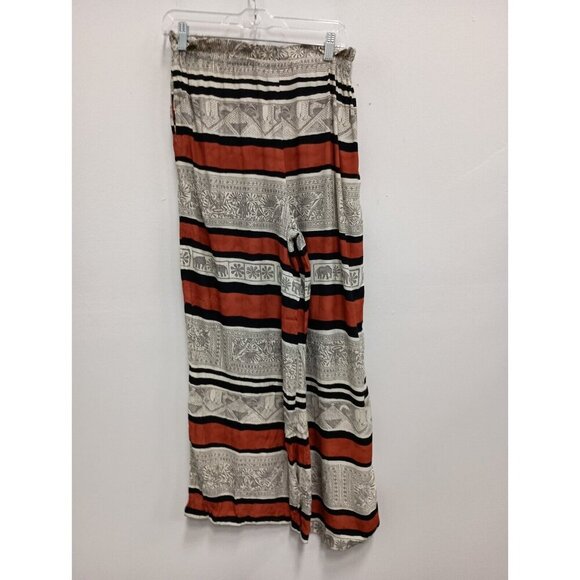 Vintage Karen Kane Womens Wide Leg Pants Size 6 Orange Black Elephant Print BOHO - Picture 5 of 8